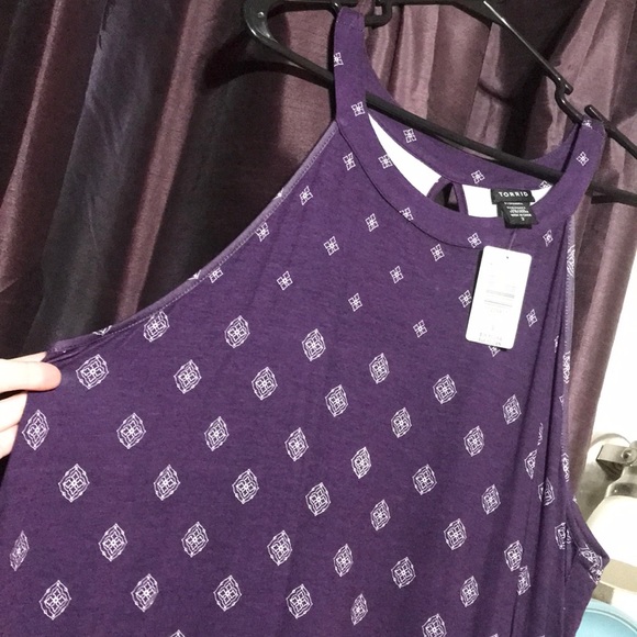 Deep purple/High neck tunic top - Picture 3 of 5
